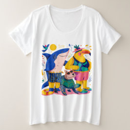Süßes T-Shirt-Geschenk mit tropischen Tieren Große Größe T-Shirt