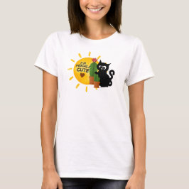 Süßes T-Shirt mit schwarzer Katze und Kaktus