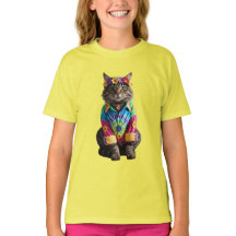 Süßes Tabby-Hippy-Kinder-T-Shirt