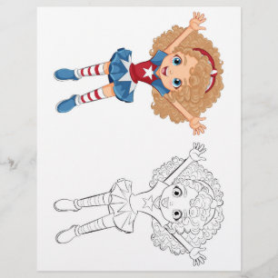 Süßes tanzendes Mädchen zum Ausmalen Flyer