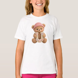 Süßes Teddybär-Anfangs-U-Blumen-Mädchen-T-Shirt T-Shirt