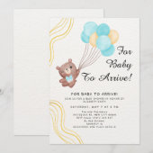 Süßes Teddybär-Ballon-Thema Einladung (Vorne/Hinten)