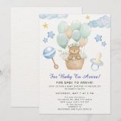 Süßes Teddybär-Ballon-Thema Einladung (Vorne/Hinten)