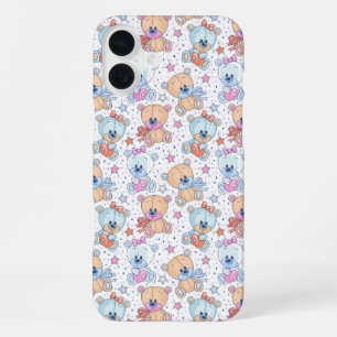 Süßes Teddybär-Muster iPhone 16 Plus Hülle. Hülle