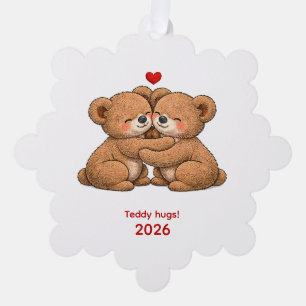 Süßes Teddybär-Paar in Liebe Ornament Karte