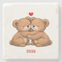 Süßes Teddybär-Paar in Liebe – Stickerei-Stil