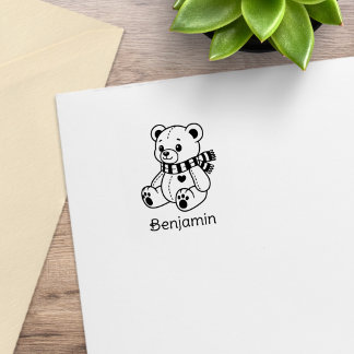 Süßes Teddybär-Spielzeug mit Schal und individuell Gummistempel