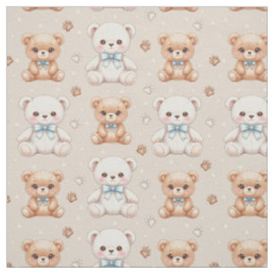 Süßes Teddybär- und Blau-Schleifen nahtloses Muste Stoff