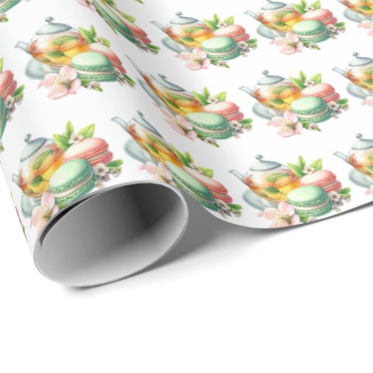 Süßes Teeparty-Fliesenmuster Geschenkpapier (Rolleneckpunkt)