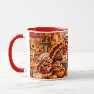 Süßes Thanksgiving Truthahn Familie Herbst Kaffeet Tasse