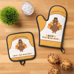 Süßes Thanksgiving-Truthahn-Feiertags-Kochgeschenk Ofenhandschuh & Topflappen-Set