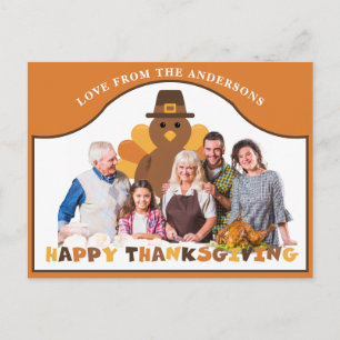 Süßes Thanksgiving Truthahn Hintergrund Gruppenfot Postkarte