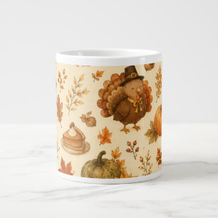Süßes Thanksgiving-Wasserfarbmuster mit Truthähnen Jumbo-Tasse