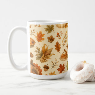 Süßes Thanksgiving-Wasserfarbmuster mit Truthähnen Kaffeetasse