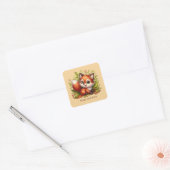 Süßes Tier Liebe Fuchs anpassbar Quadratischer Aufkleber (Umschlag)