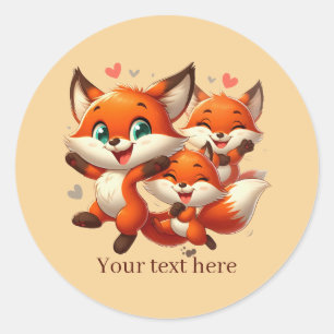 Süßes Tier Liebe Fuchs anpassbar Runder Aufkleber