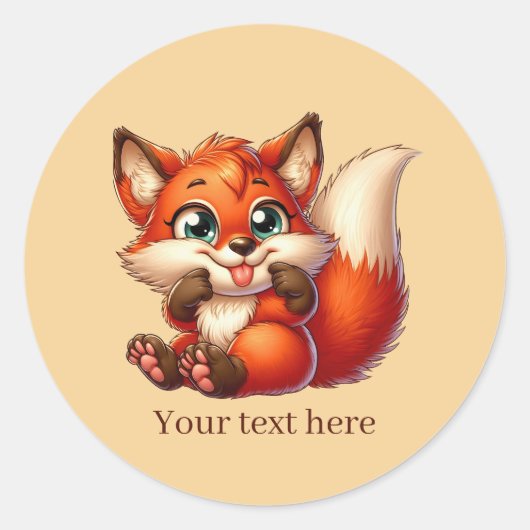 Süßes Tier Liebe Fuchs anpassbar Runder Aufkleber (Vorderseite)