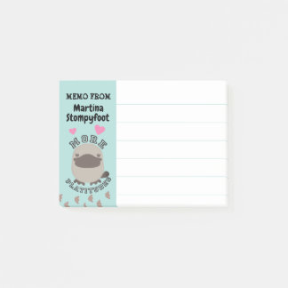 Süßes Tier platypus Abdruck-Wortspielpost-it Post-it Klebezettel