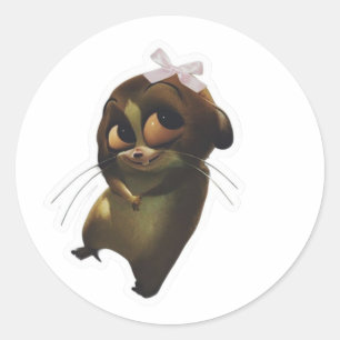 Süßes Tier-Sticker mit großen Augen und weißer Sch Runder Aufkleber