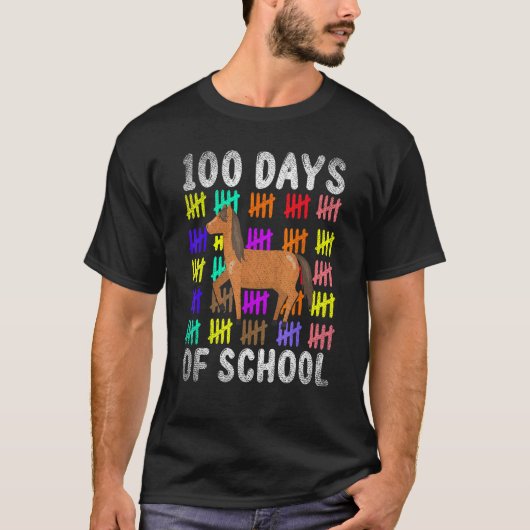 Süßes Tier Student Farmer Kind Geschenk Pferd 100 T-Shirt (Vorderseite)