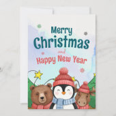 Süßes Tier Wasserfarbe Weihnachten Blauton (Vorderseite)