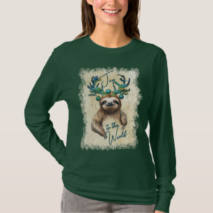 Süßes Tier Weihnachten Faultier Geweih benutzerdef T-Shirt