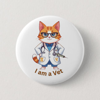 Süßes Tierarztkatze "Ich bin ein Tierarzt" Design Button