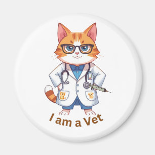 Süßes Tierarztkatze "Ich bin ein Tierarzt" Design Magnet