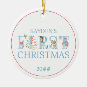 Süßes Tierbaby 1. Weihnachtsfoto Keramik Ornament