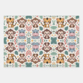 Süßes Tiermuster mit Affen Geschenkpapier Set (Vorderseite 3)