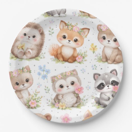 Süßes Tiermuster Pappteller (Vorderseite)