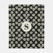 Süßes Totenkopf-Muster-Monogramm-Schwarze Fleece-D Fleecedecke (Vorderseite)
