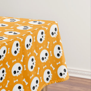 Süßes Totenkopf- und Knochen-Halloween-Muster Tischdecke