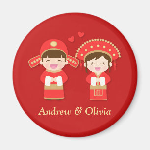 Süßes traditionelles chinesisches Hochzeitspaar Magnet