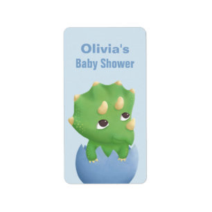 Süßes Triceratops-Dinosaurier-Baby-Party-Label Adressaufkleber