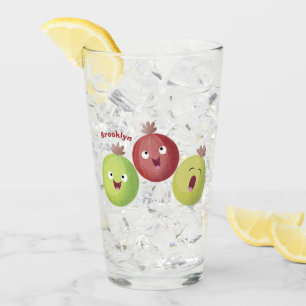 Süßes Trio von Stachelbeeren singt Cartoon Glas