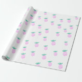 Süßes tropisches rosa Ananas-Muster Geschenkpapier (Ungerollt)