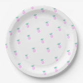 Süßes tropisches rosa Ananas-Muster Pappteller (Vorderseite)