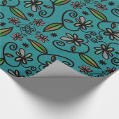 Süßes Türkis-Blumenmuster Geschenkpapier (Ecke)