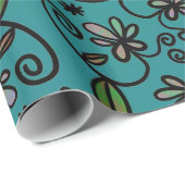 Süßes Türkis-Blumenmuster Geschenkpapier (Rolleneckpunkt)
