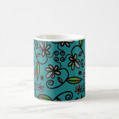 Süßes Türkis-Blumenmuster Kaffeetasse (Mittel)