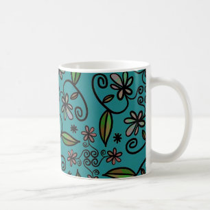Süßes Türkis-Blumenmuster Kaffeetasse