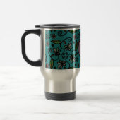 Süßes Türkis-Blumenmuster-Monogramm Reisebecher (Links)