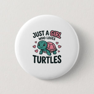 Süßes Turtle-Liebhaber-Mädchen Vintage-Gravur-Shir Button