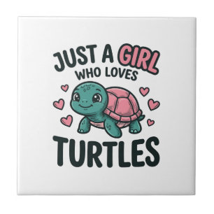 Süßes Turtle-Liebhaber-Mädchen Vintage-Gravur-Shir Fliese