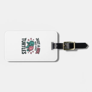 Süßes Turtle-Liebhaber-Mädchen Vintage-Gravur-Shir Gepäckanhänger