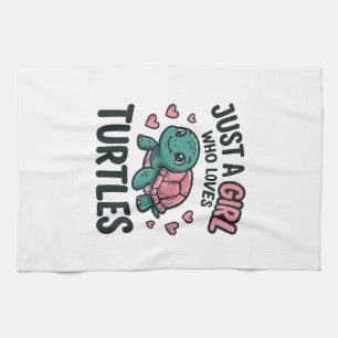 Süßes Turtle-Liebhaber-Mädchen Vintage-Gravur-Shir Geschirrtuch