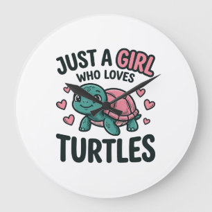 Süßes Turtle-Liebhaber-Mädchen Vintage-Gravur-Shir Große Wanduhr