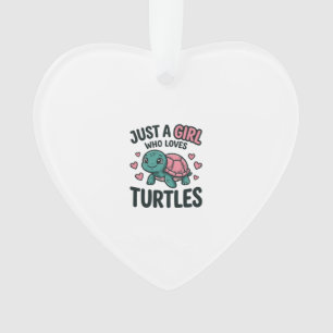 Süßes Turtle-Liebhaber-Mädchen Vintage-Gravur-Shir Ornament