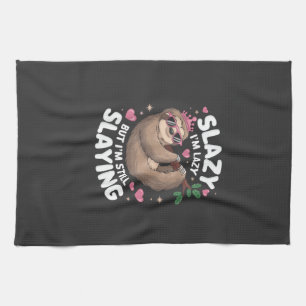 Süßes Tween-Mädchen Lustiges Tier Faultier Slay Me Geschirrtuch